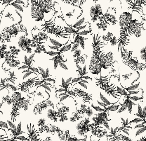 Duchessa Stile Tela de jouy Animalier Nero - WorldTessuti