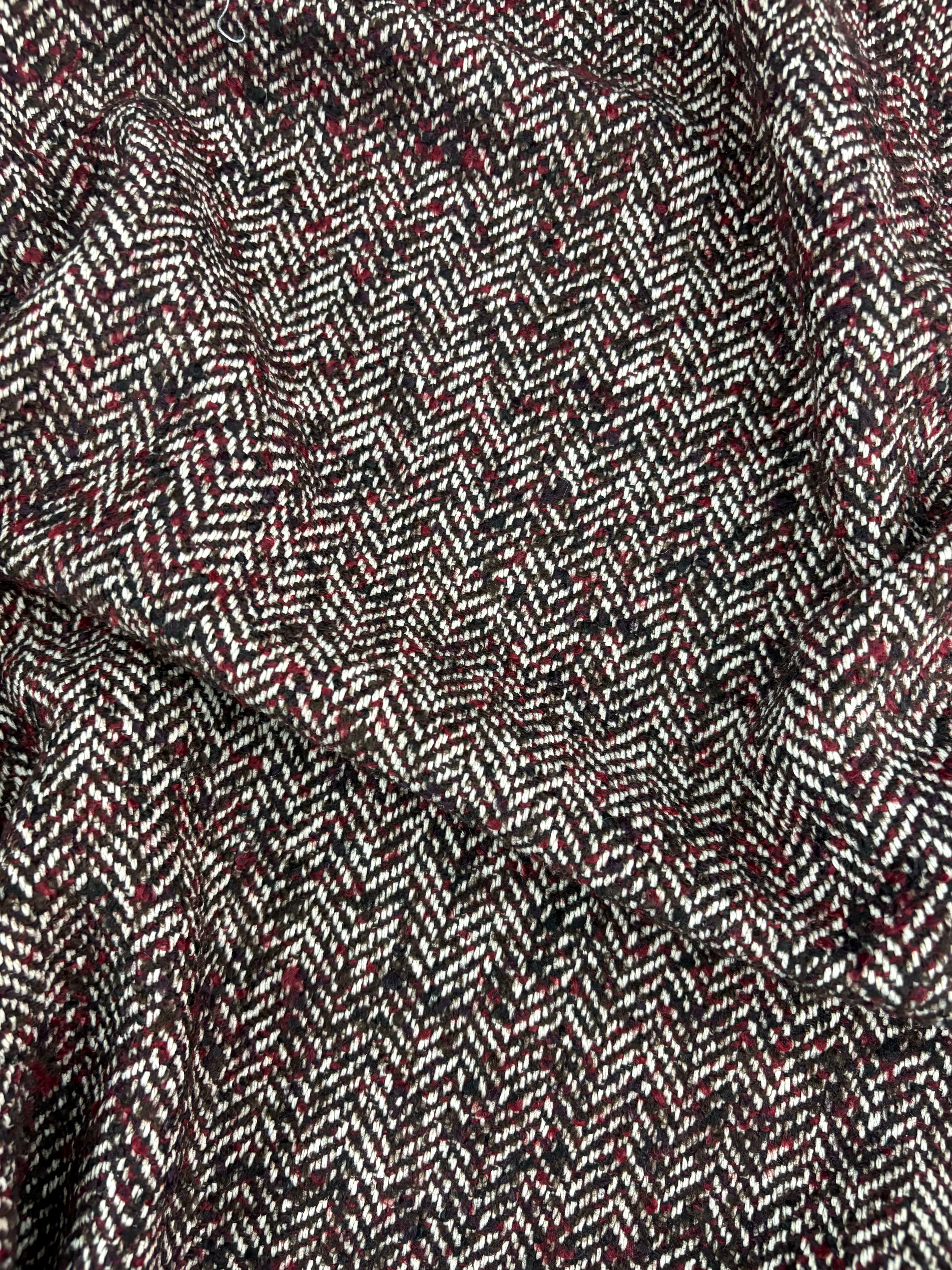 Tessuto Lana Spigato Bordeaux