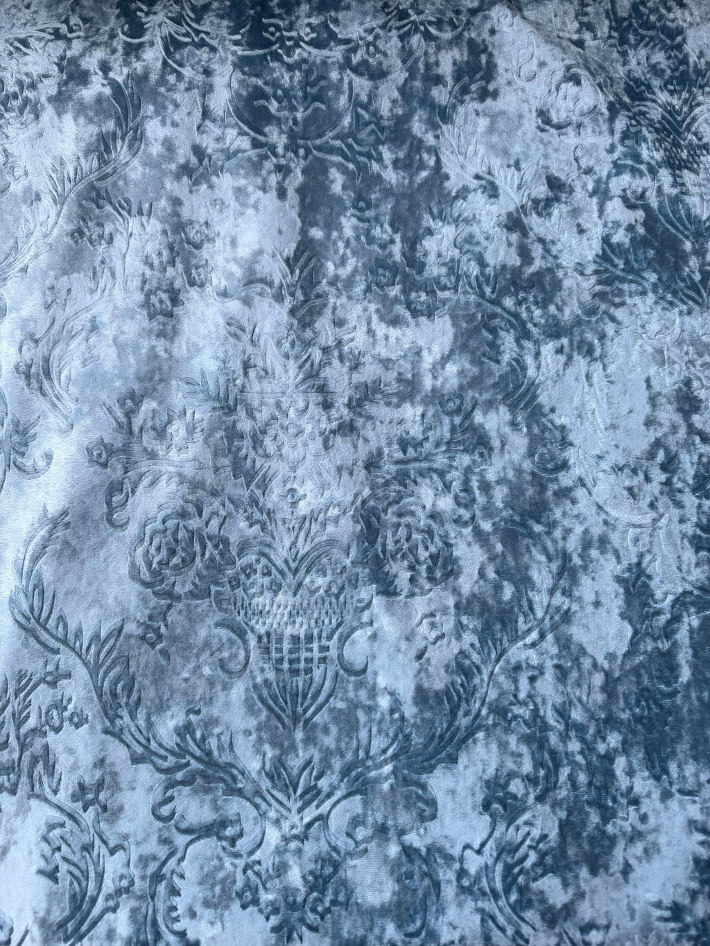 Scampolo Damascato Jacquard Barocco Velluto Operato Celeste Polvere 2,00x2,80