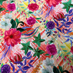 Tessuto Misto Lino/Viscosa Ritratto Floreale