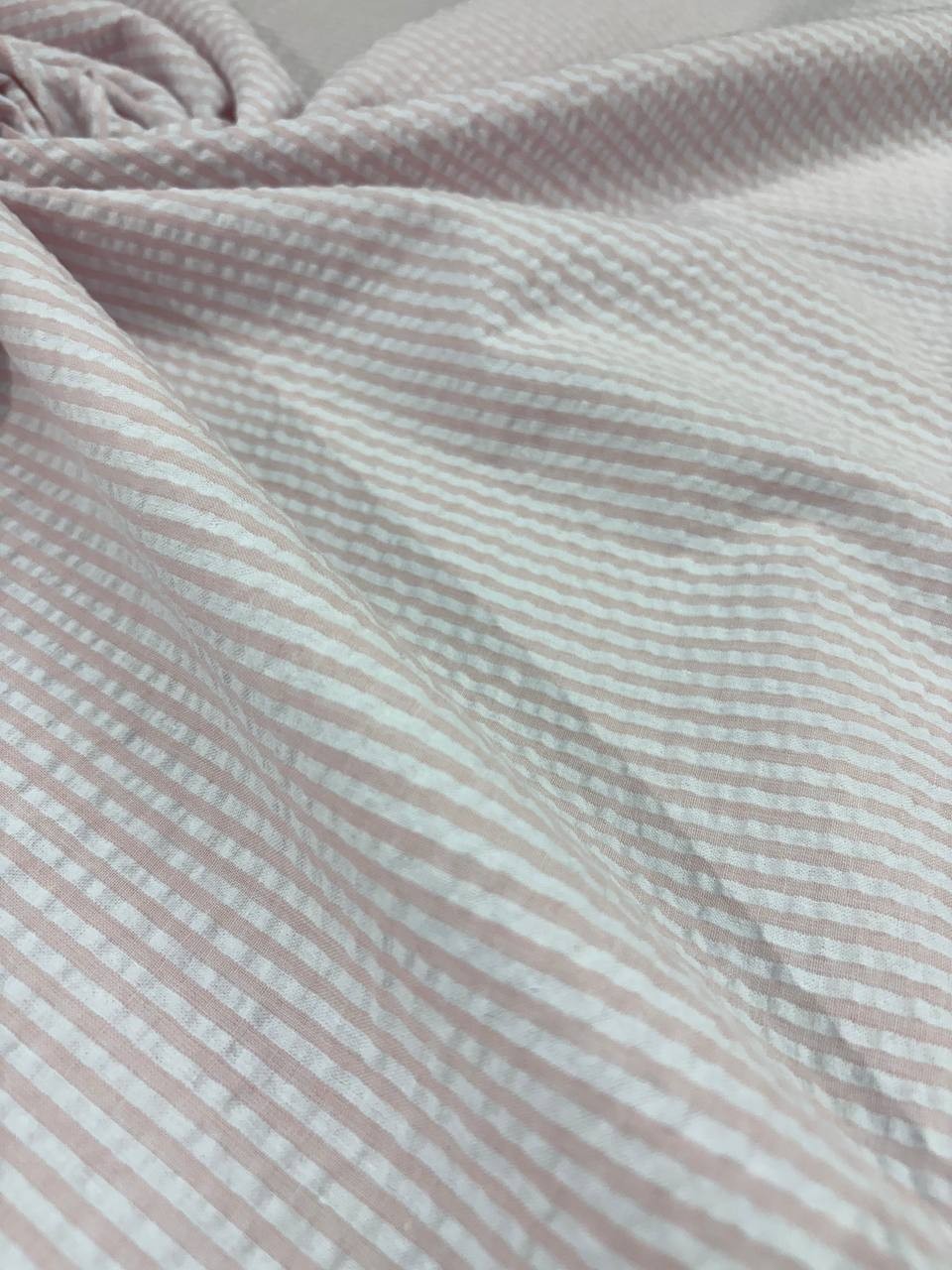 Tessuto Cotone Clo Clo Rigato Rosa