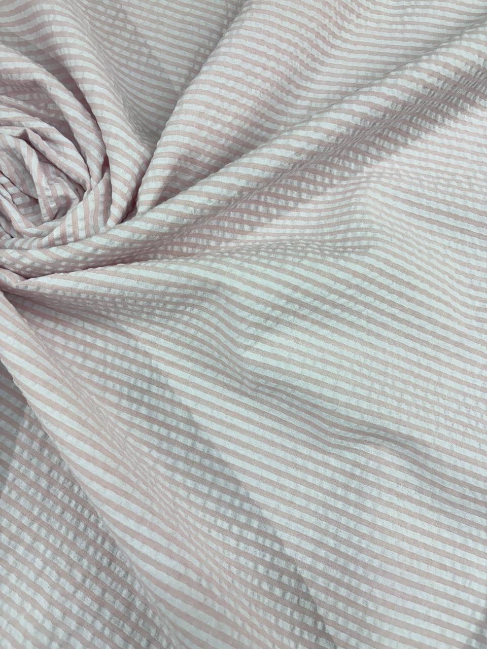 Tessuto Cotone Clo Clo Rigato Rosa