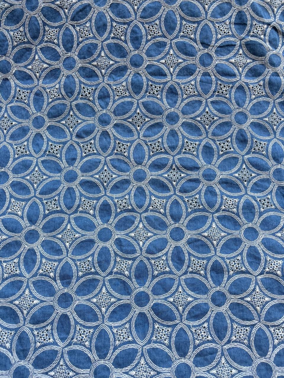 Jeans chambray Ricamato Floreale Girasole