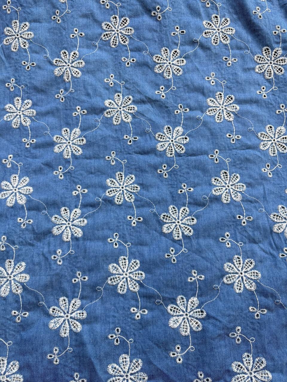 Jeans chambray Ricamato Floreale Sofia