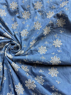 Jeans chambray Ricamato Floreale Sofia - WorldTessuti