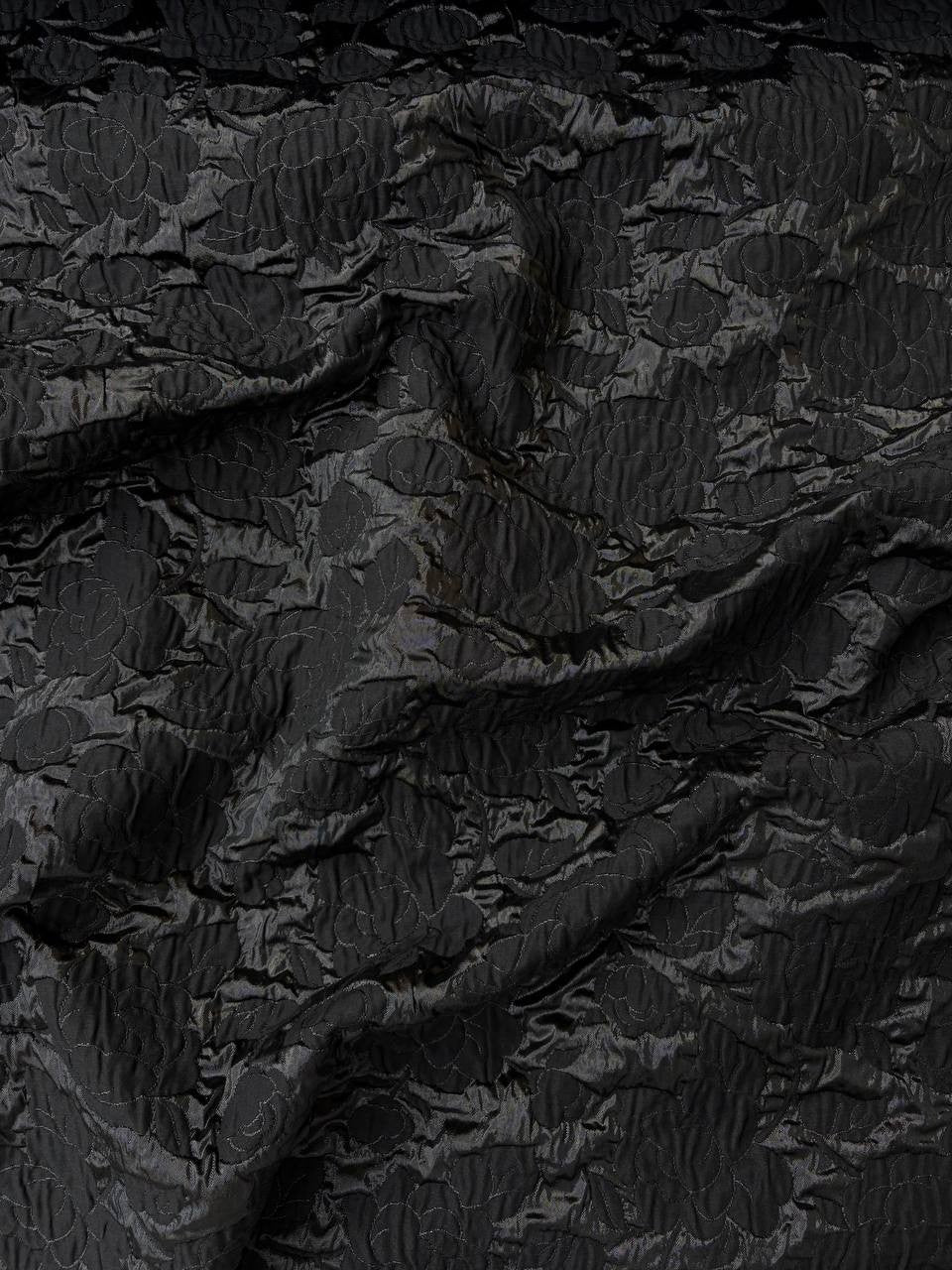 Broccato Floreale Matlassè Nero