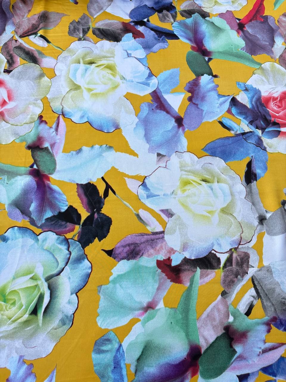 Tessuto Satin Floreale SAHARA GIALLO (sottoprezzo)