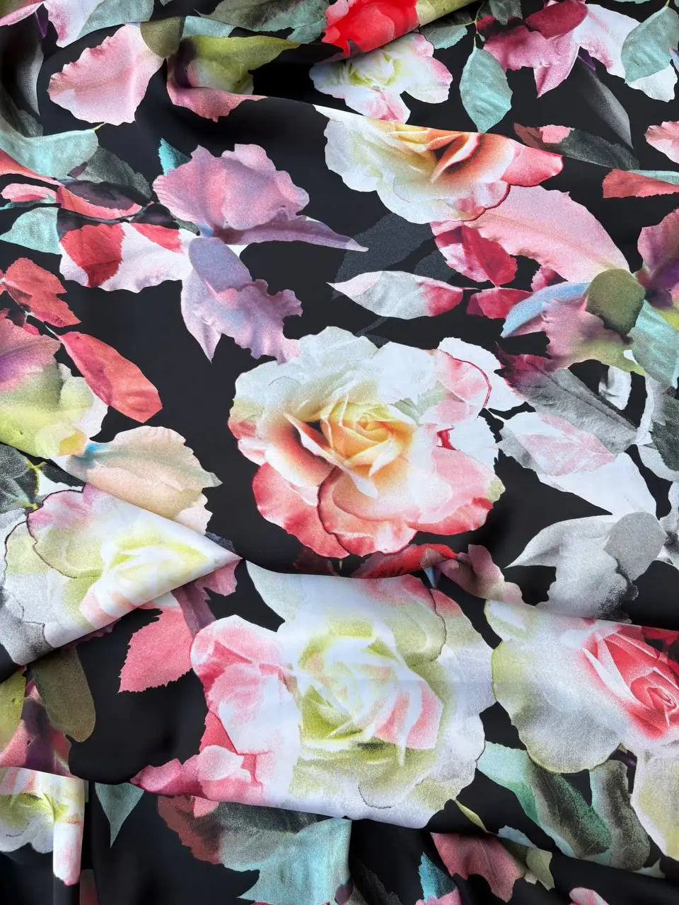 Tessuto Satin Floreale MARAVIGLIA (sottoprezzo) - WorldTessuti