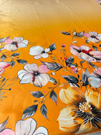 Tessuto Rasone Elastico Floreale Balza Sfumato Arancio - WorldTessuti