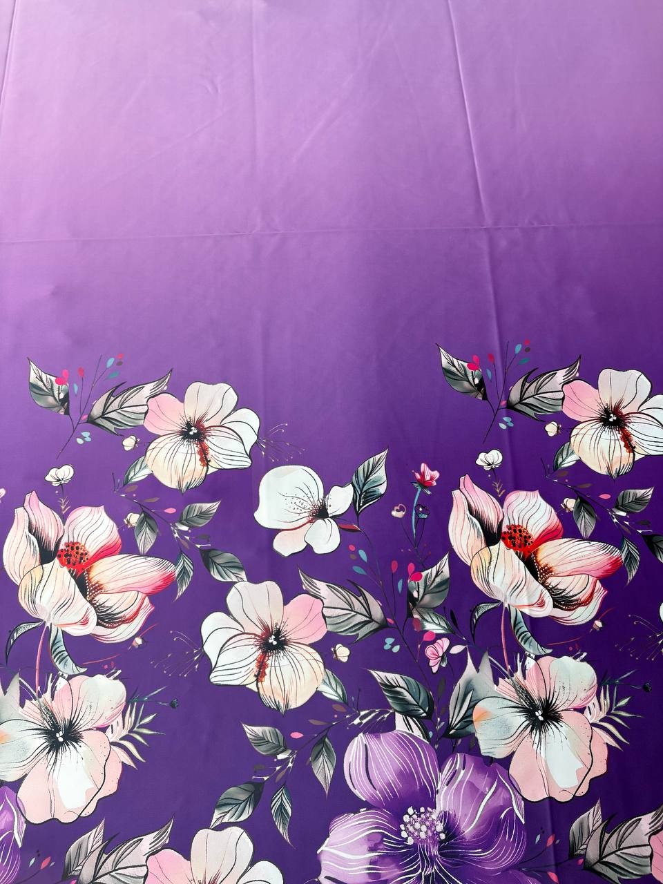 Tessuto Rasone Elastico Floreale Balza Viola