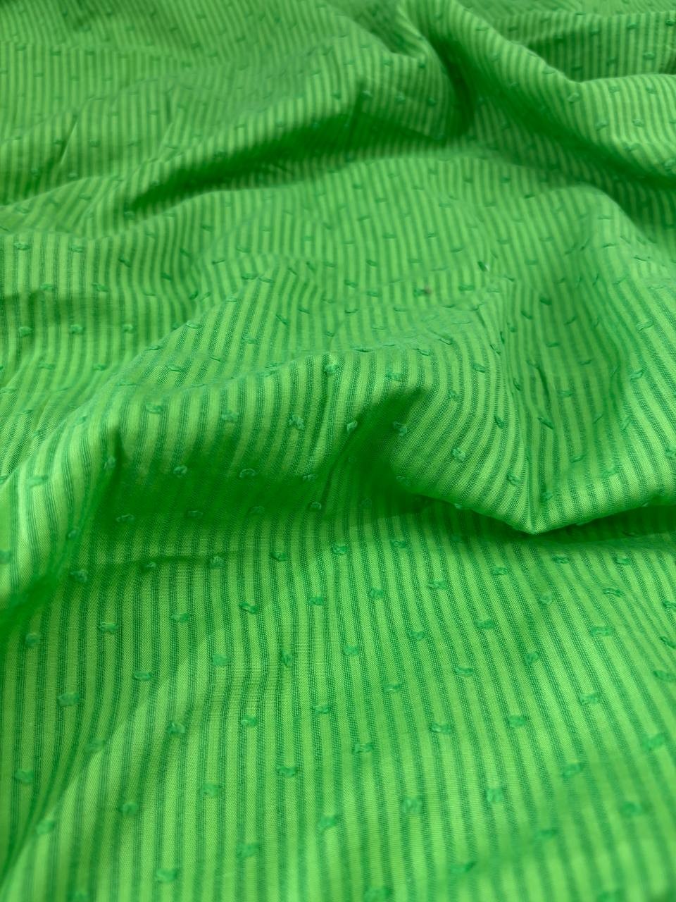 Plumetis Garza Cotone Verde Rigato