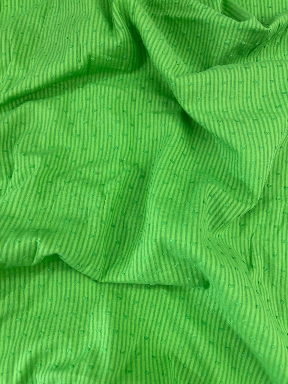 Plumetis Garza Cotone Verde Rigato