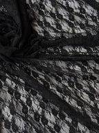 Pizzo Macrame Fiore Nero Bielastico - WorldTessuti