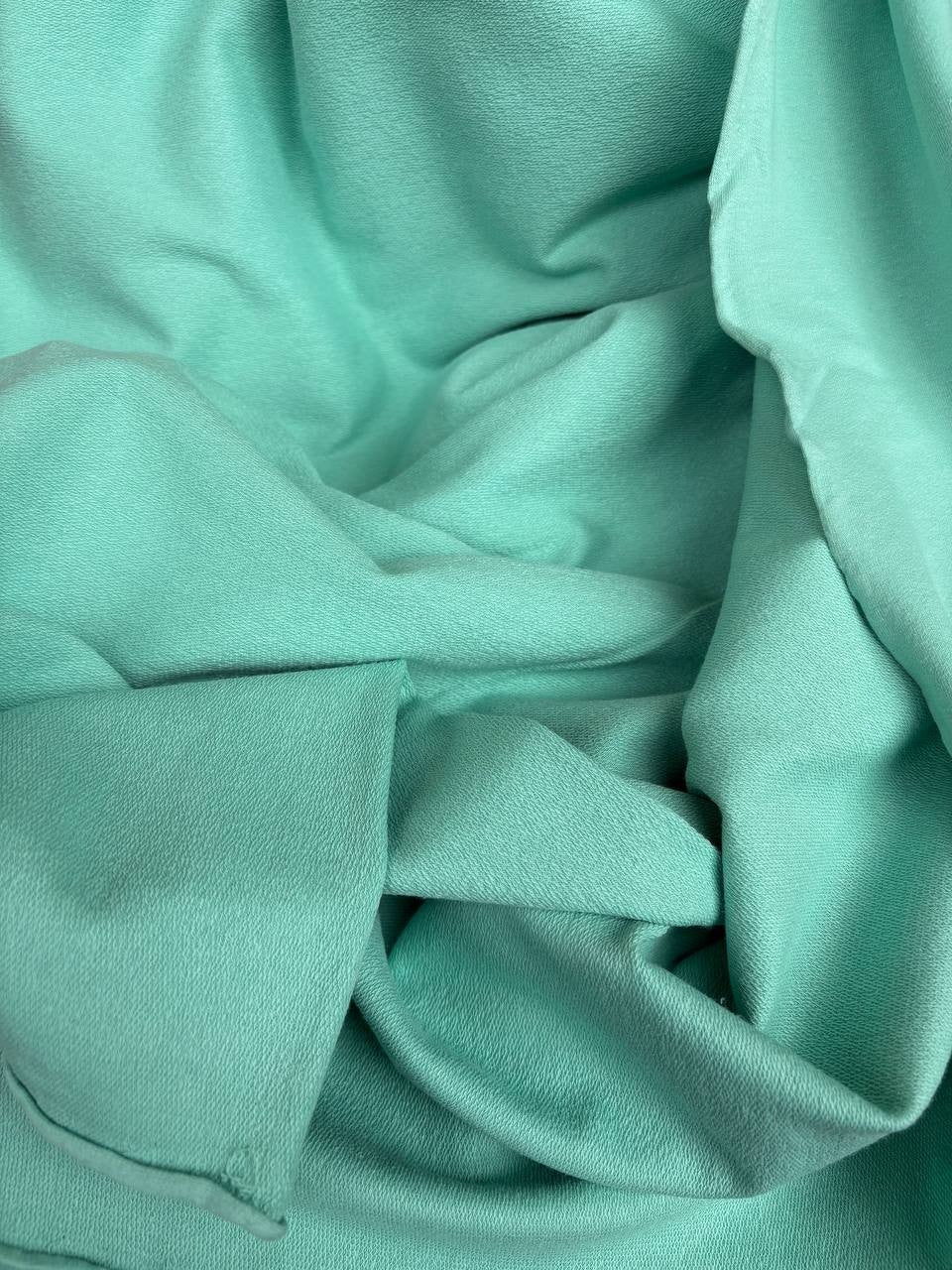 Tessuto Felpa PANTAREI Cotone Garzata Verde Tiffany Primaverile