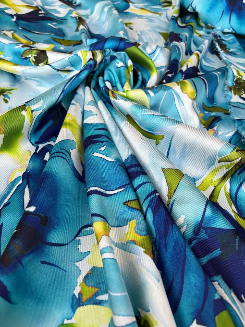 Satin Manoseta BluFloreal