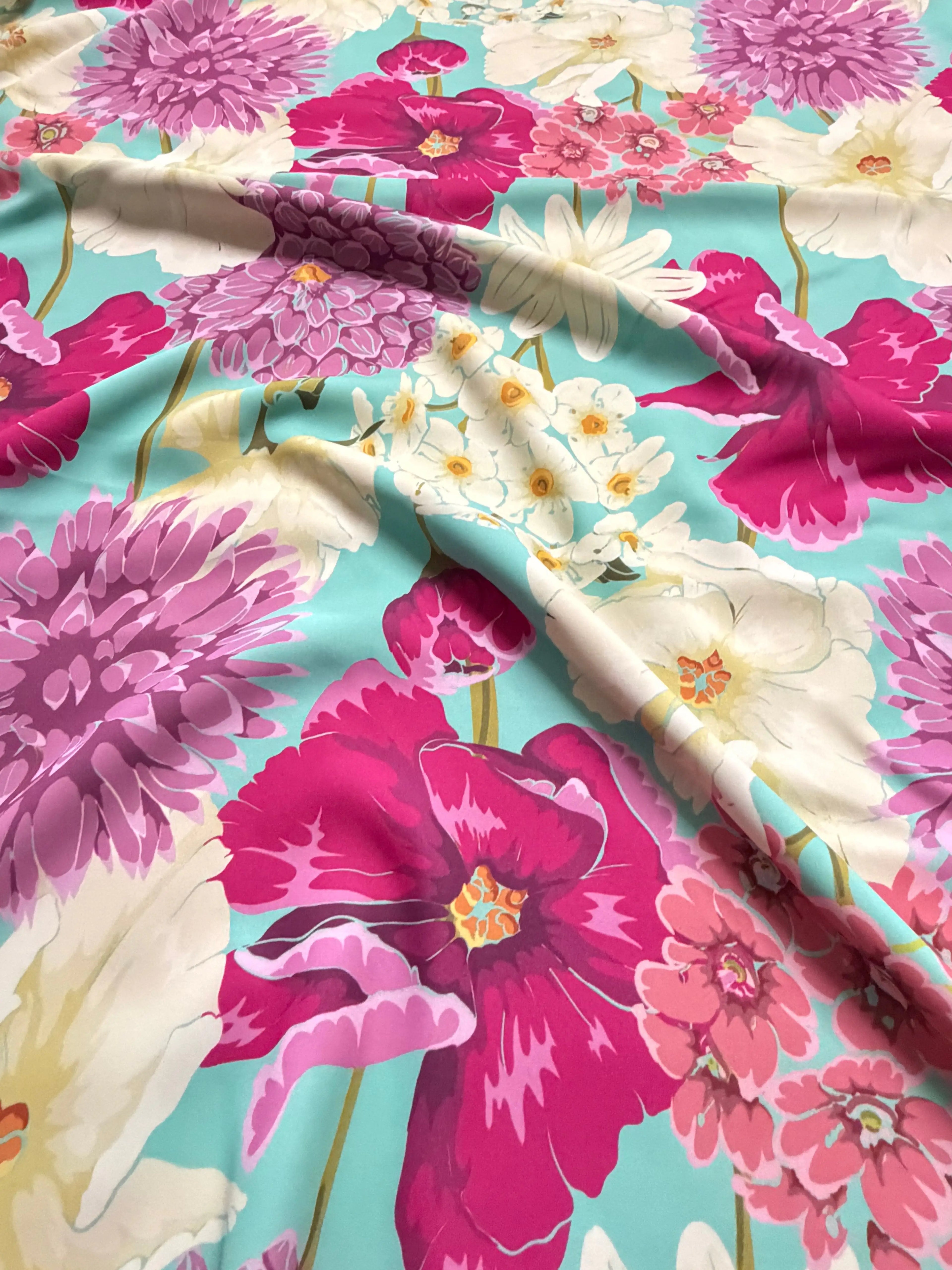 Tessuto Satin Floreale Ego