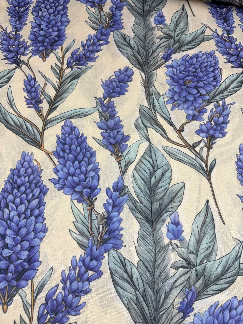Tessuto Misto Lino Fantasia Floreale Lavanda