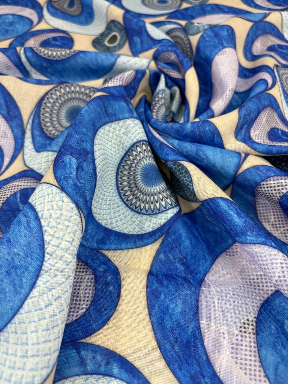 Tessuto Misto Lino Fantasia Geometrica