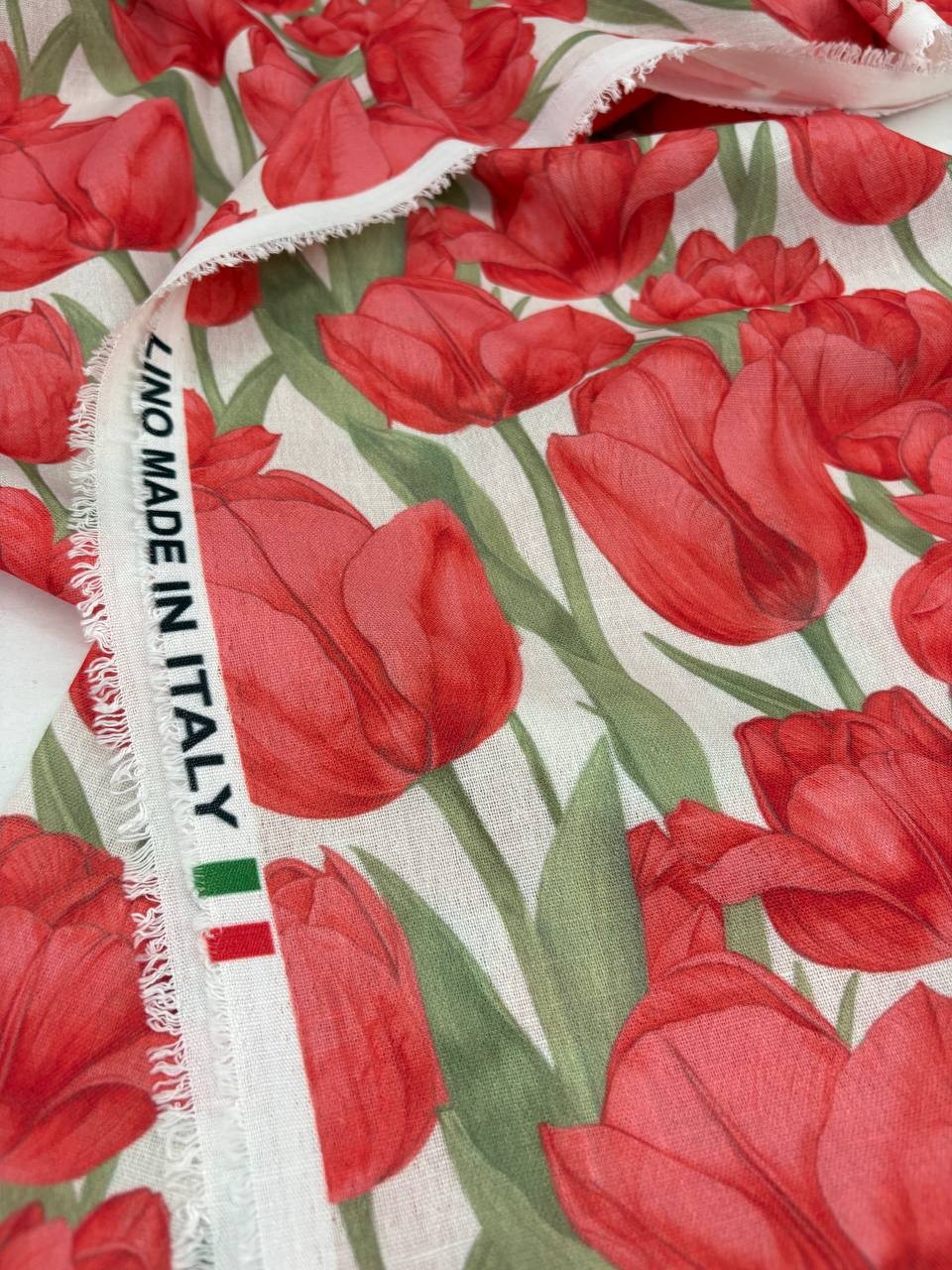 Tessuto Misto Lino Fantasia Tulipano