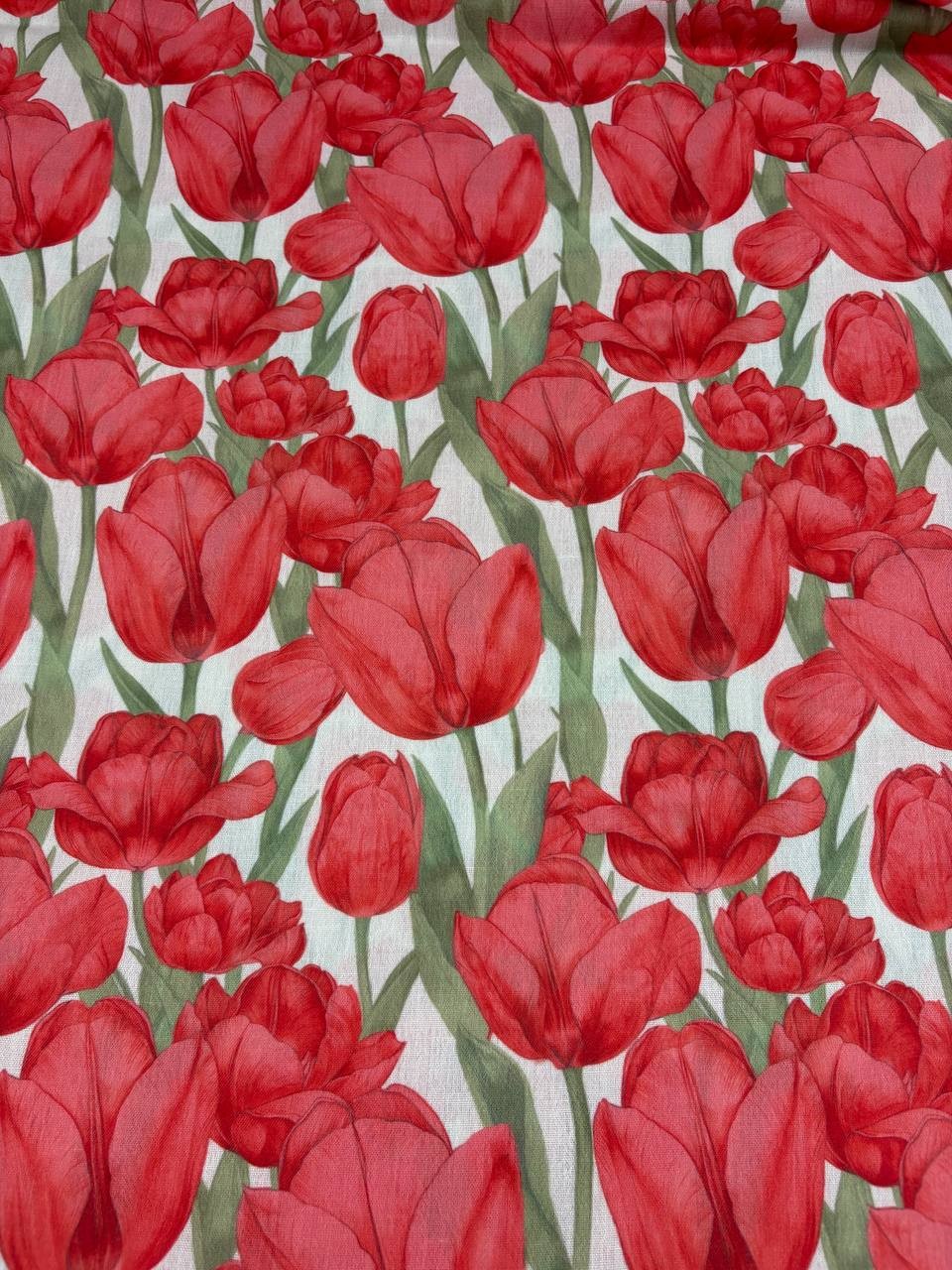 Tessuto Misto Lino Fantasia Tulipano
