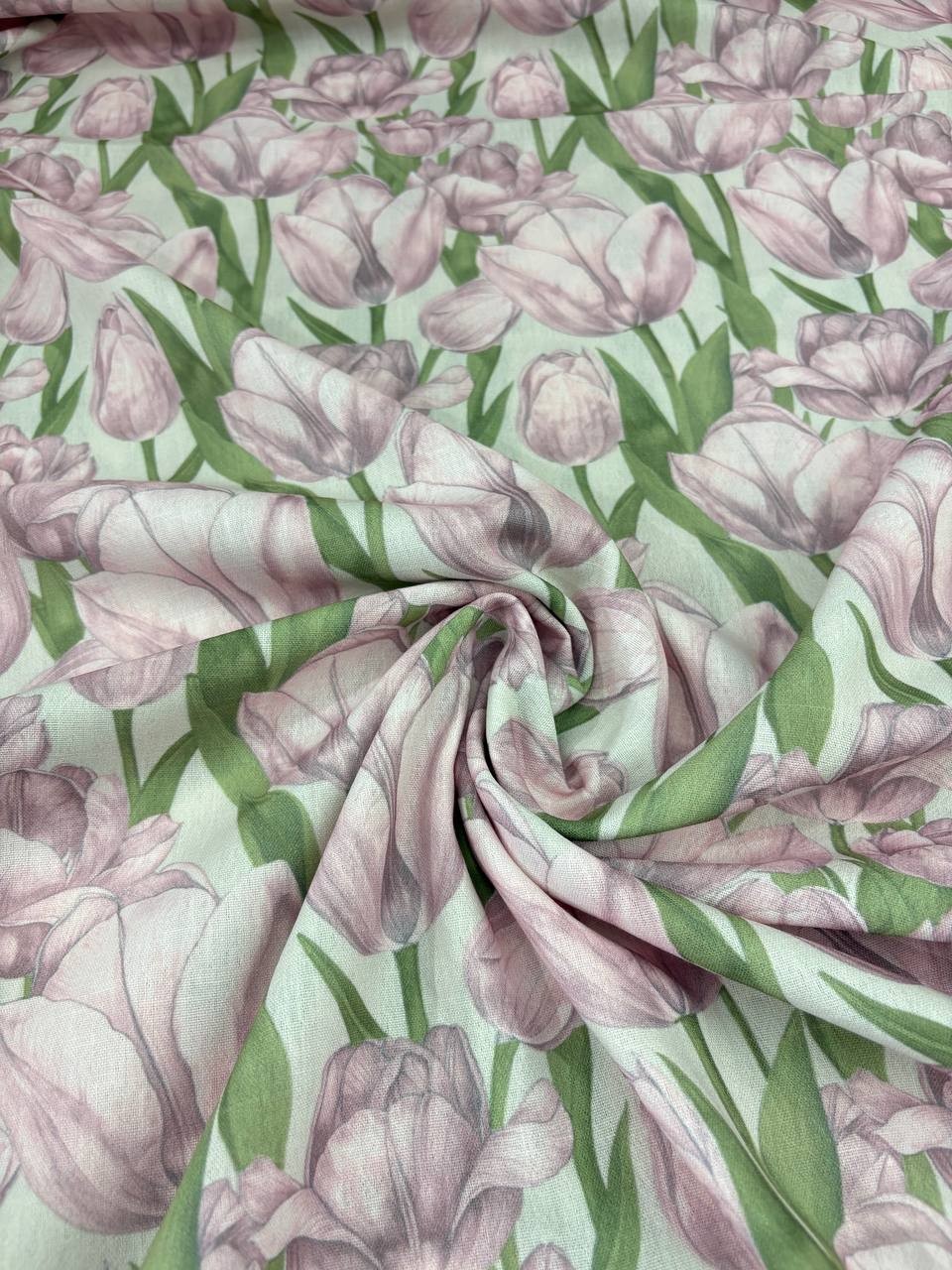 Scampolo Misto Lino Fantasia Tulipani Rosa 2,00x1,50