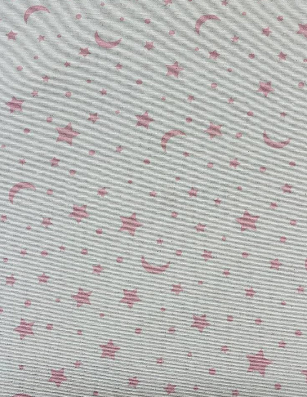 Tessuto Cotone Loneta Stelle Luna Rosa Celeste