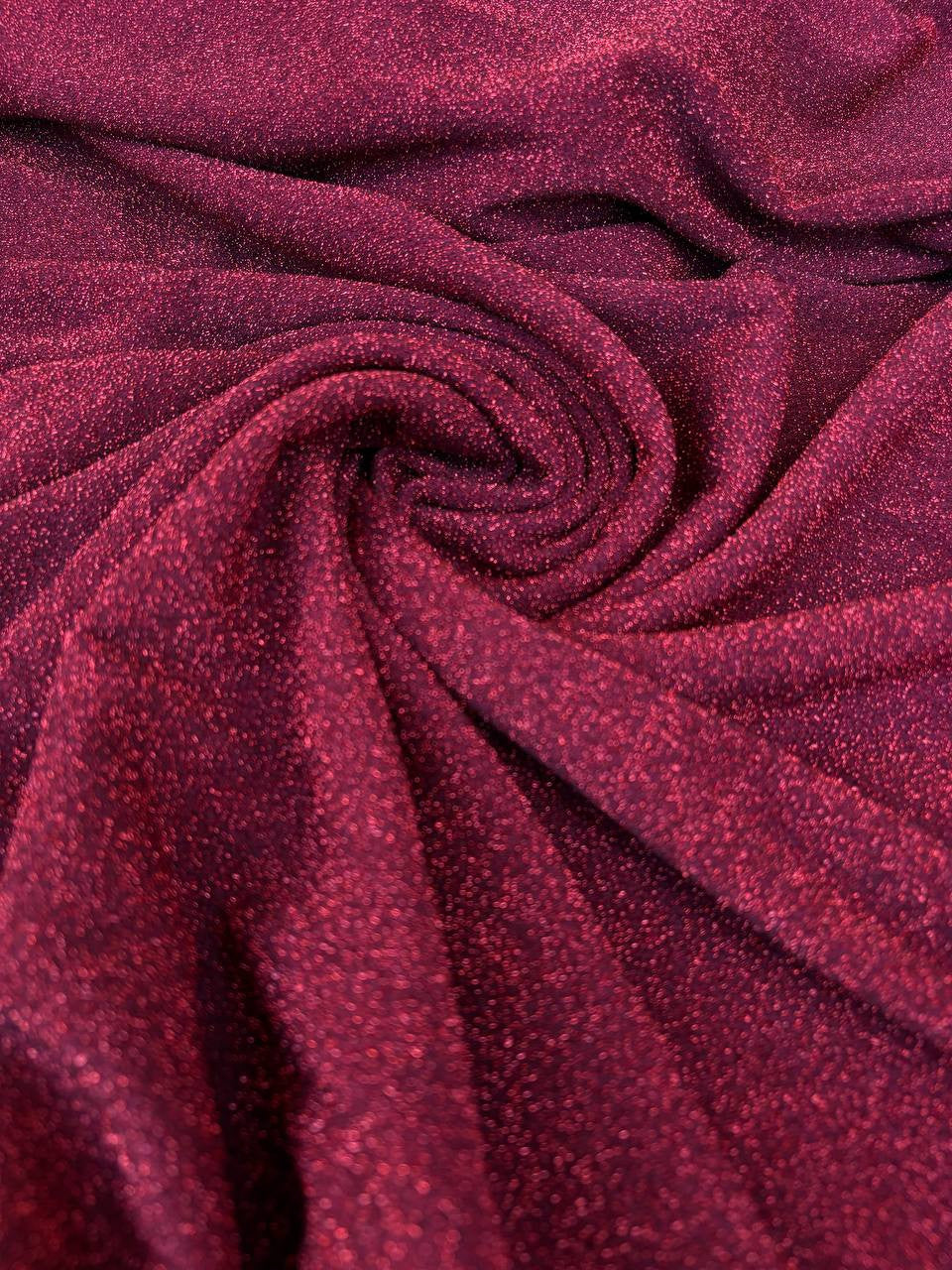 Tessuto Maglia Broadway Lurex Jersey Rosso Scuro