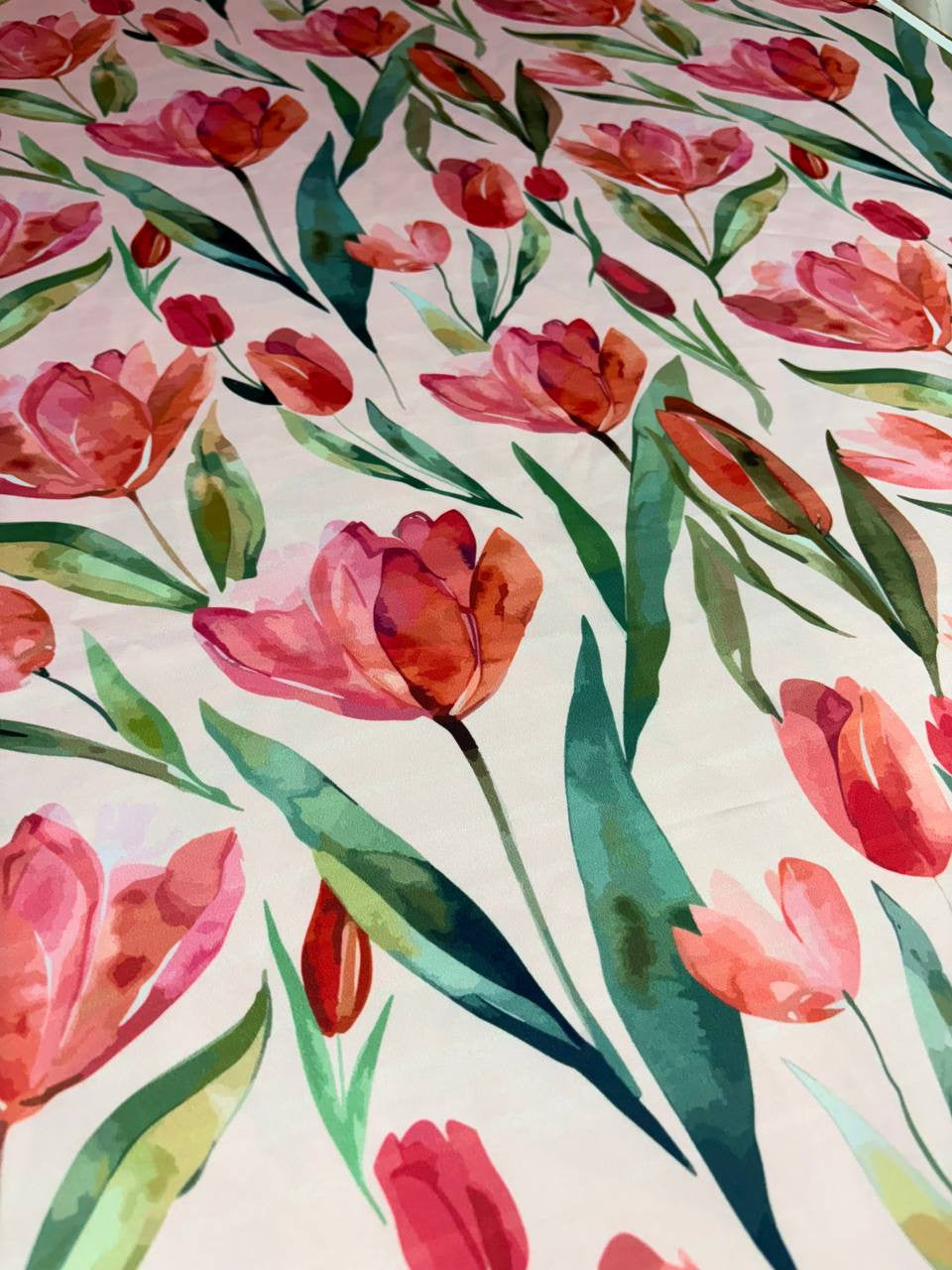 Tessuto Rasone Elastico Floreale Tulipano  Digitale