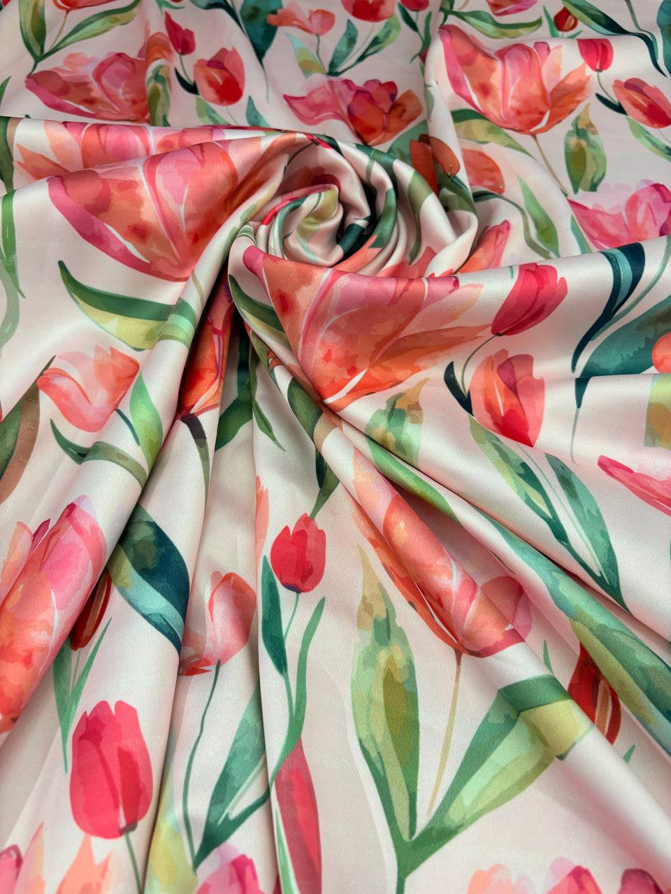 Tessuto Rasone Elastico Floreale Tulipano  Digitale