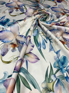 Tessuto Rasone Elastico Floreale Iris Digitale - WorldTessuti