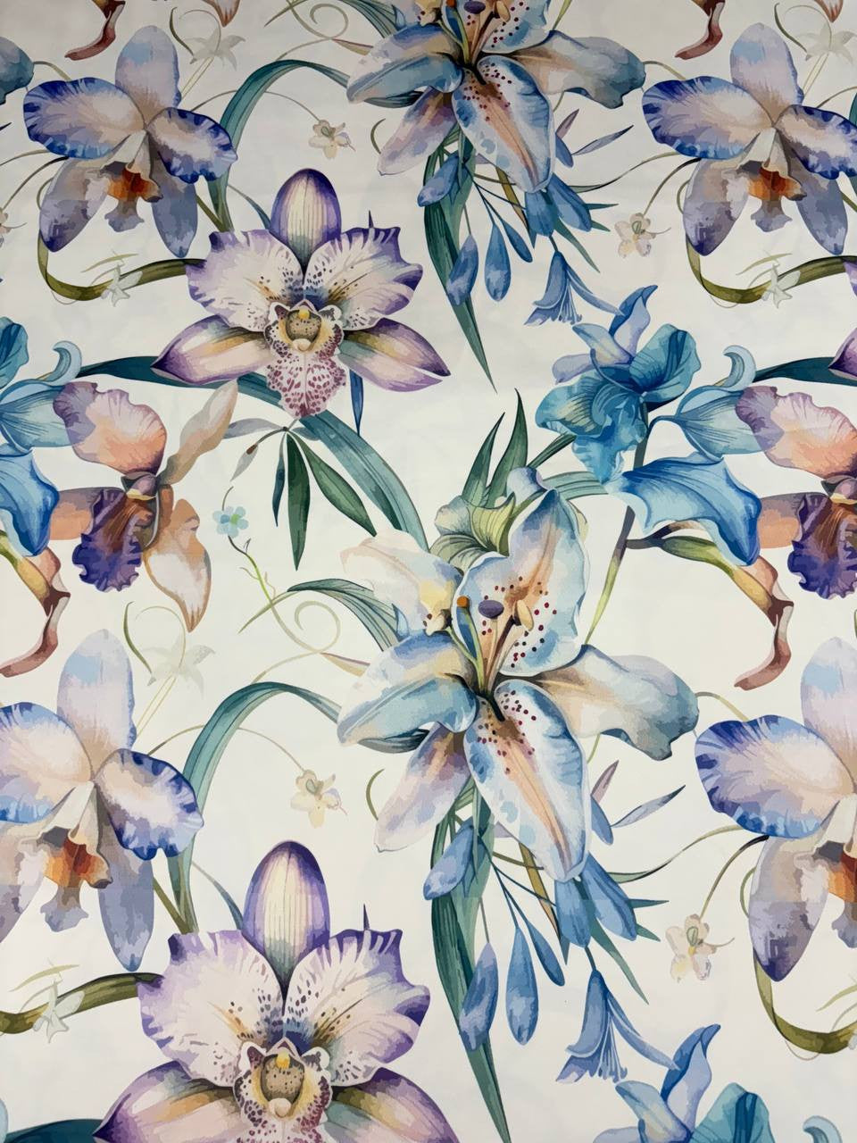 Tessuto Rasone Elastico Floreale Iris Digitale