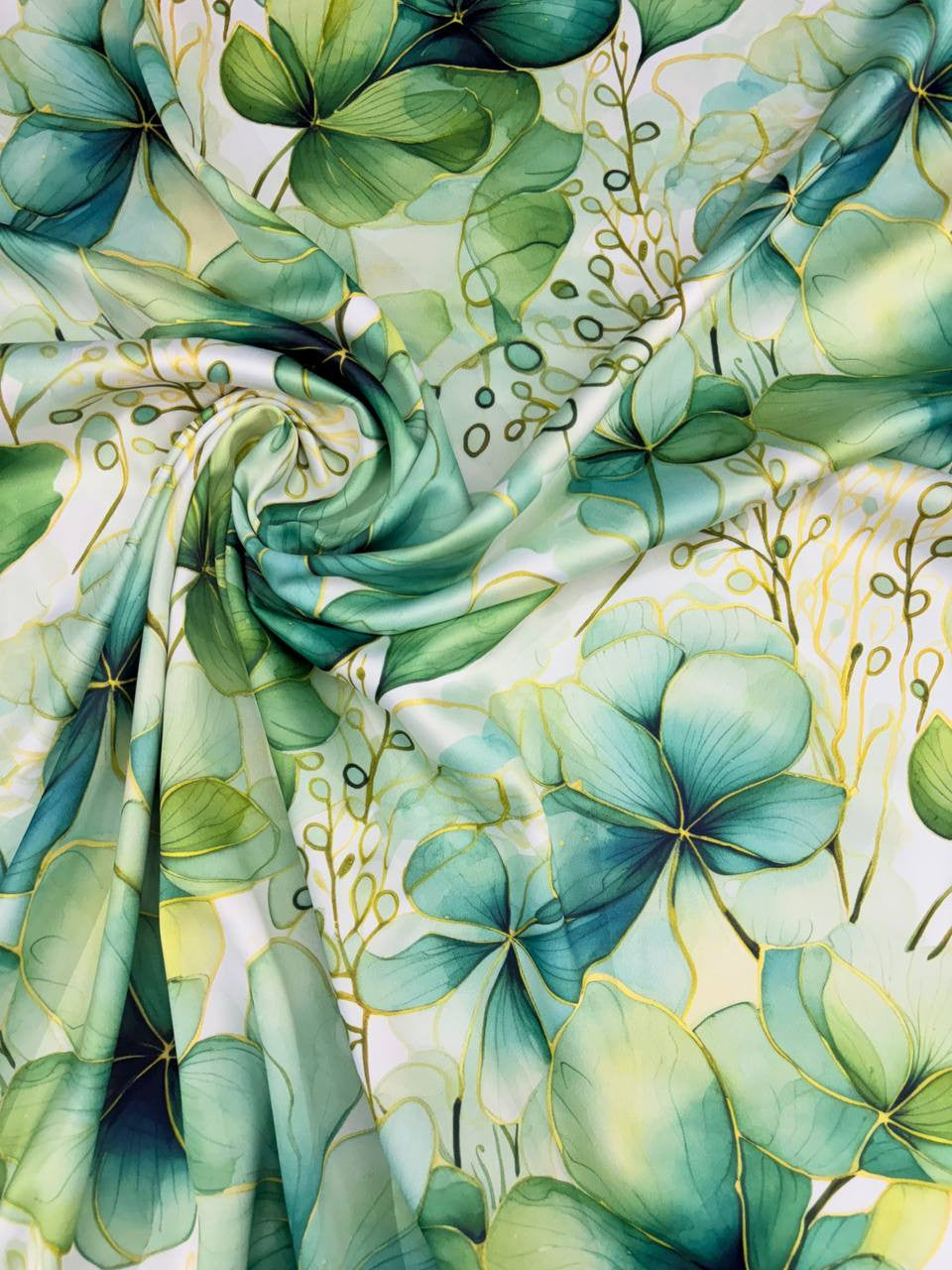 Tessuto Rasone Elastico Floreale GREEN Eredivise