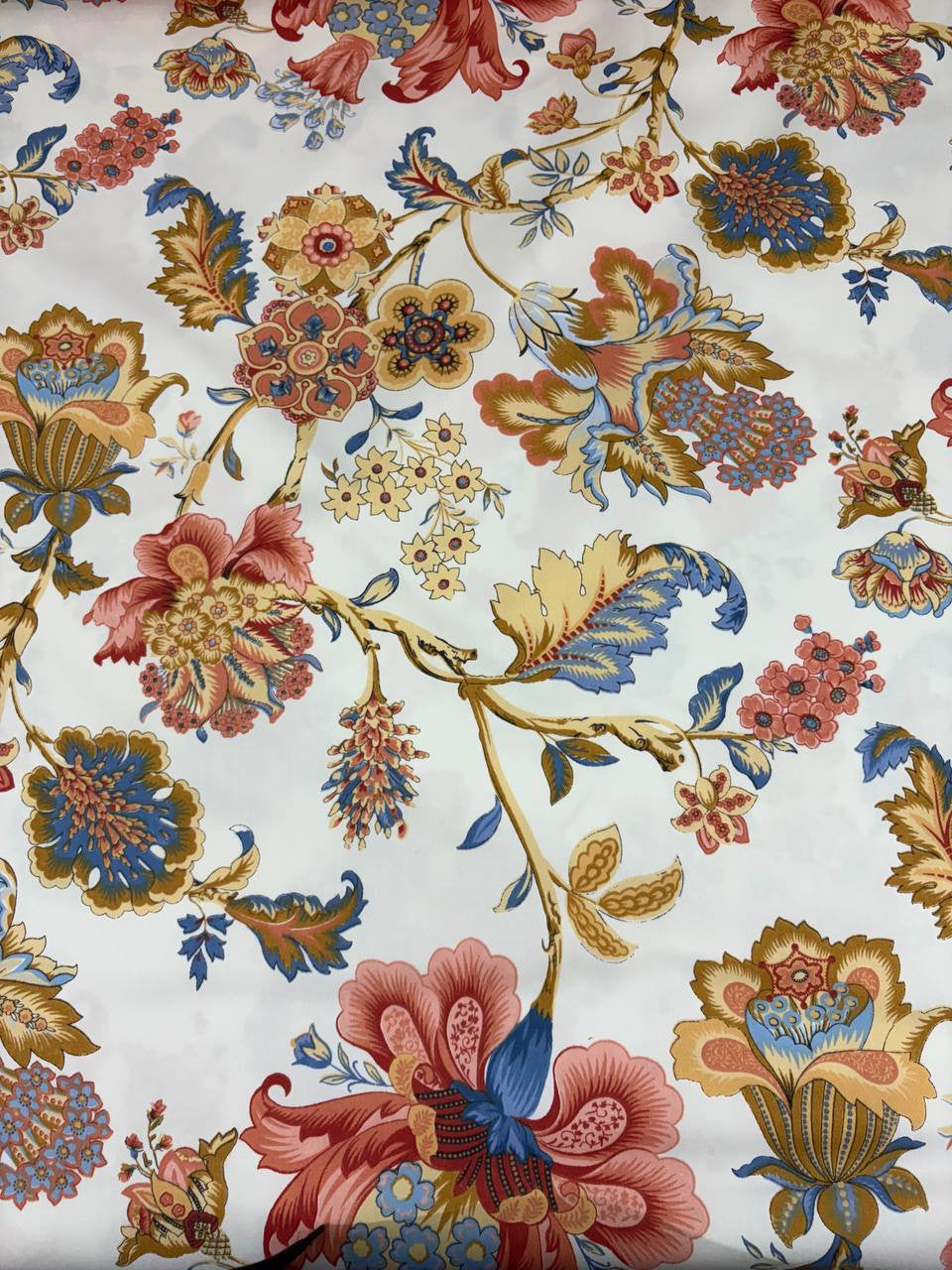 Tessuto Rasatello Cotone Floreale Arancio SOTTOPREZZO