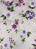 Rasatello Cotone Floreale Sanderson Lilla Boquet SOTTOPREZZO - WorldTessuti