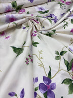 Rasatello Cotone Floreale Sanderson Lilla Boquet SOTTOPREZZO - WorldTessuti