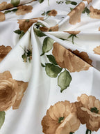 Tessuto Rasatello Cotone Floreale Giallo SOTTOPREZZO - WorldTessuti