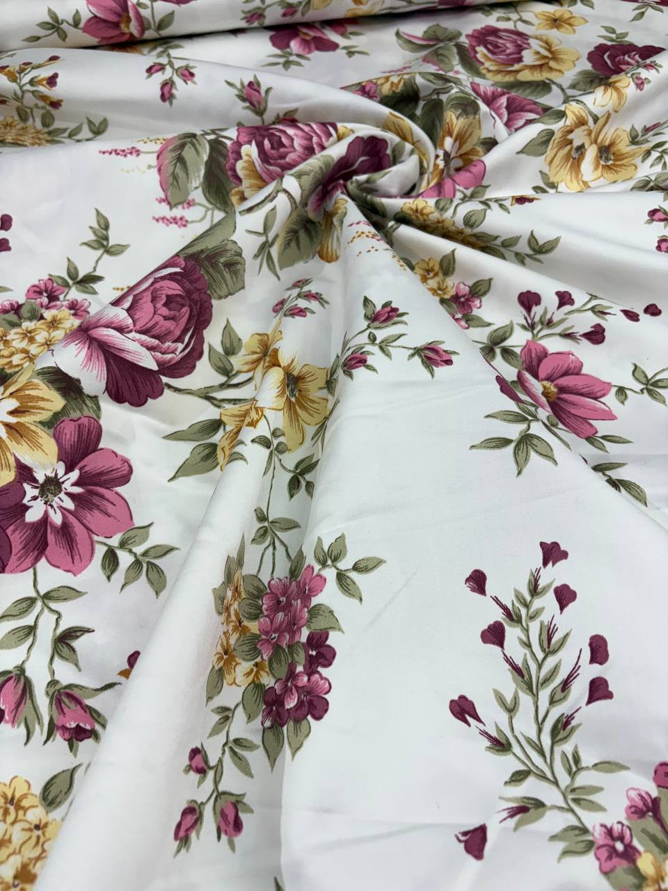 Rasatello Cotone Floreale Boquet Fiori Eterno SOTTOPREZZO