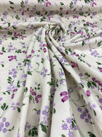 Tessuto Rasatello Cotone Floreale Provenzale ASTRATTO Lillà SOTTOPREZZO - WorldTessuti