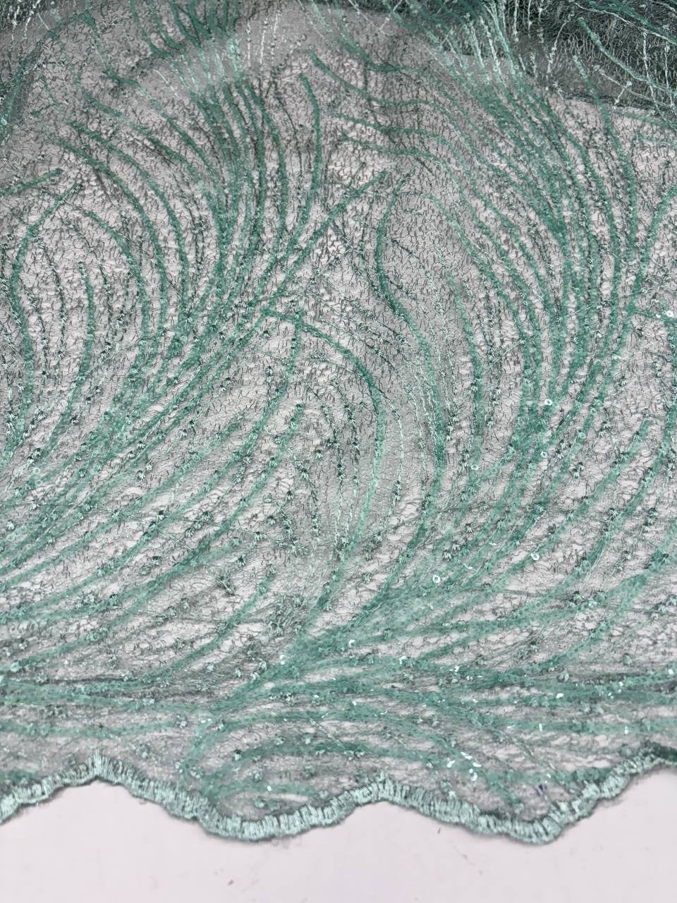 Pizzo Venezia Pailettes Verde Tiffany