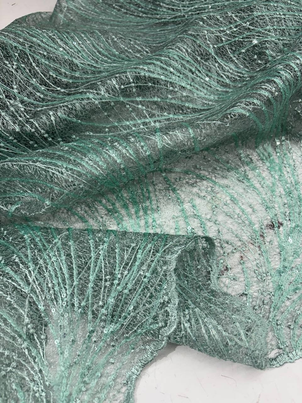 Pizzo Venezia Pailettes Verde Tiffany