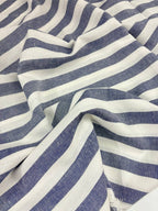 Tessuto Riga Larga Blu Puro Lino - WorldTessuti