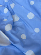 Cotone Percalle Pois Celeste Brand - WorldTessuti