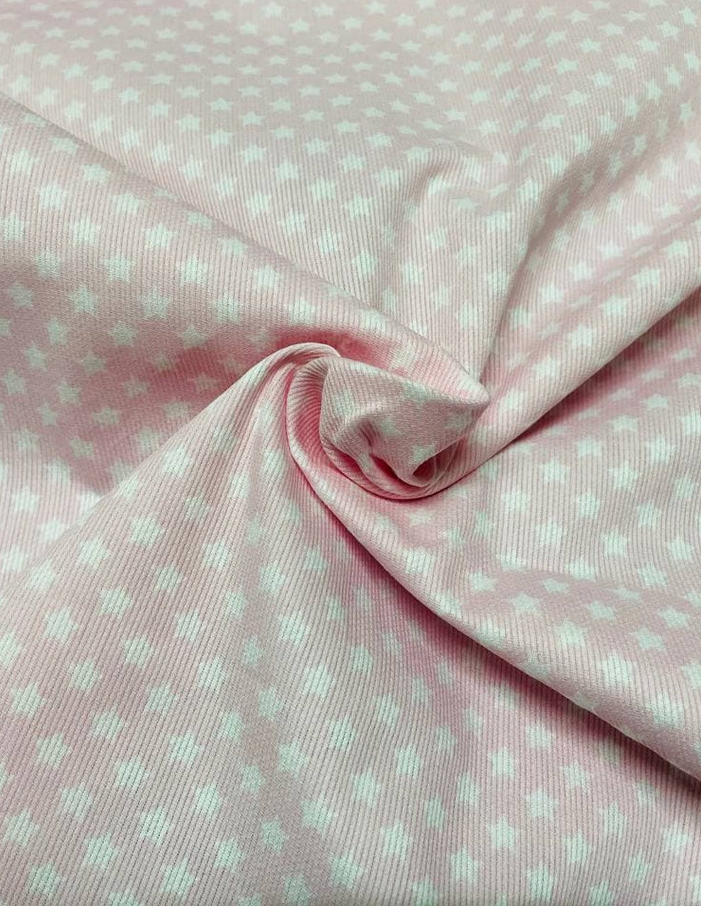 Piquet Cotone Stelle Stelline Rosa Celeste