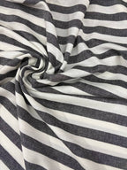 Tessuto Riga Larga Nero Puro Lino - WorldTessuti