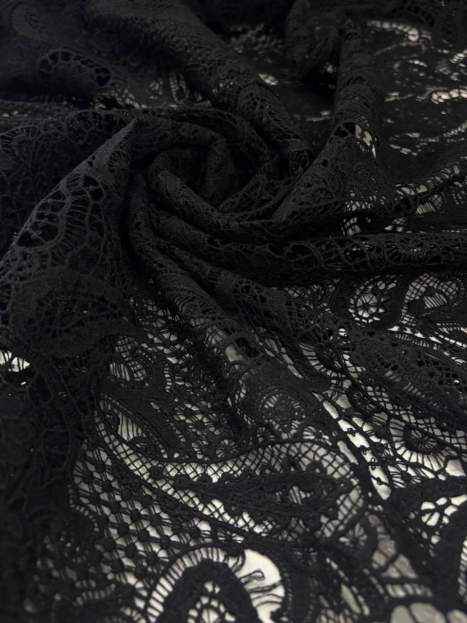 Pizzo Macramè Nero Smerlato Spesso