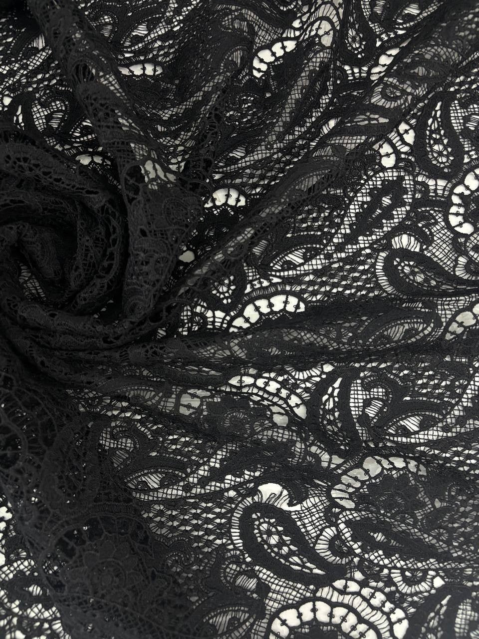 Pizzo Macramè Nero Smerlato Spesso