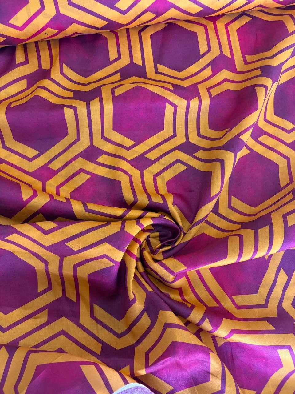 Popeline Cotone Geometrico Fucsia Wax
