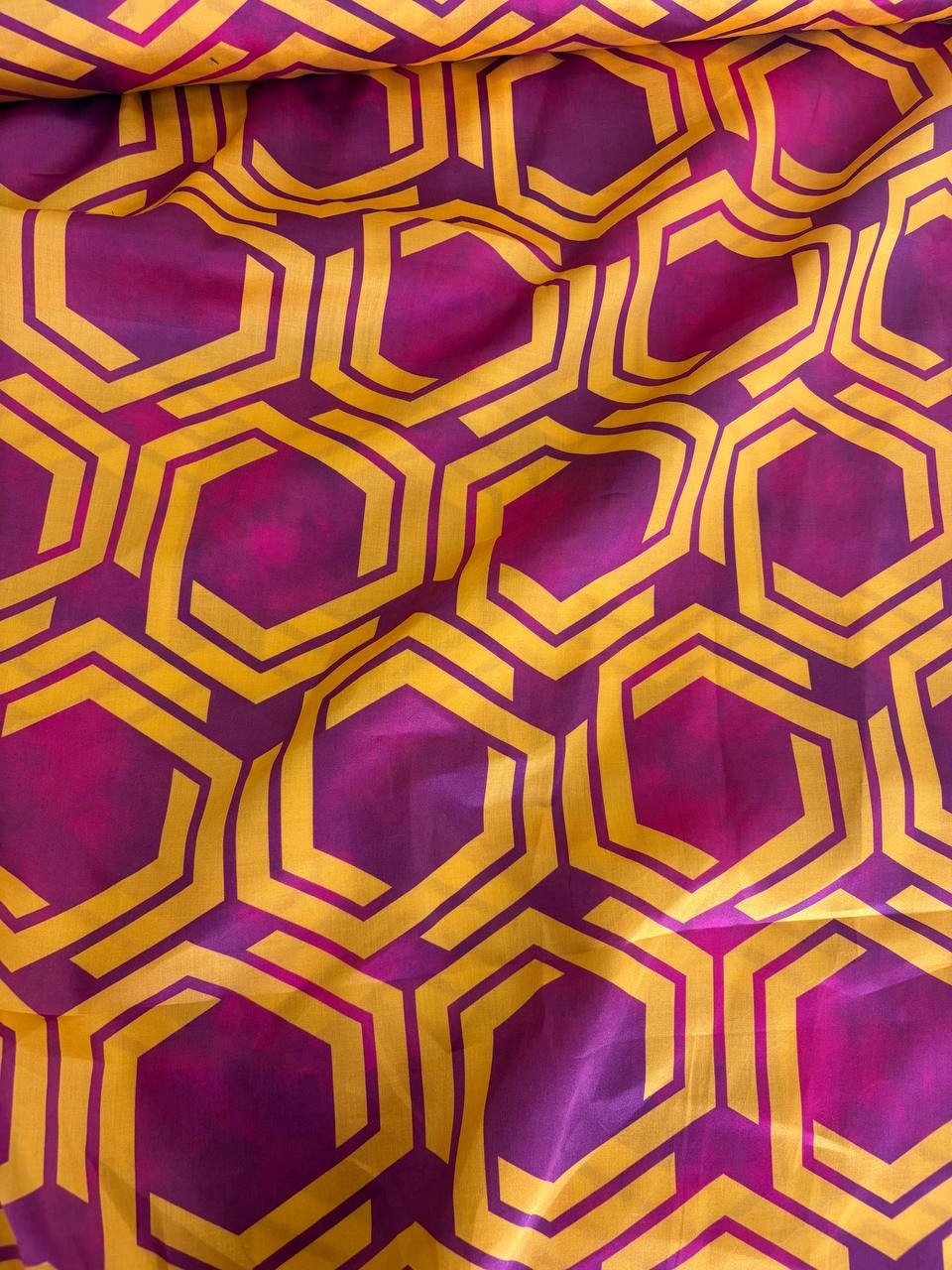 Popeline Cotone Geometrico Fucsia Wax