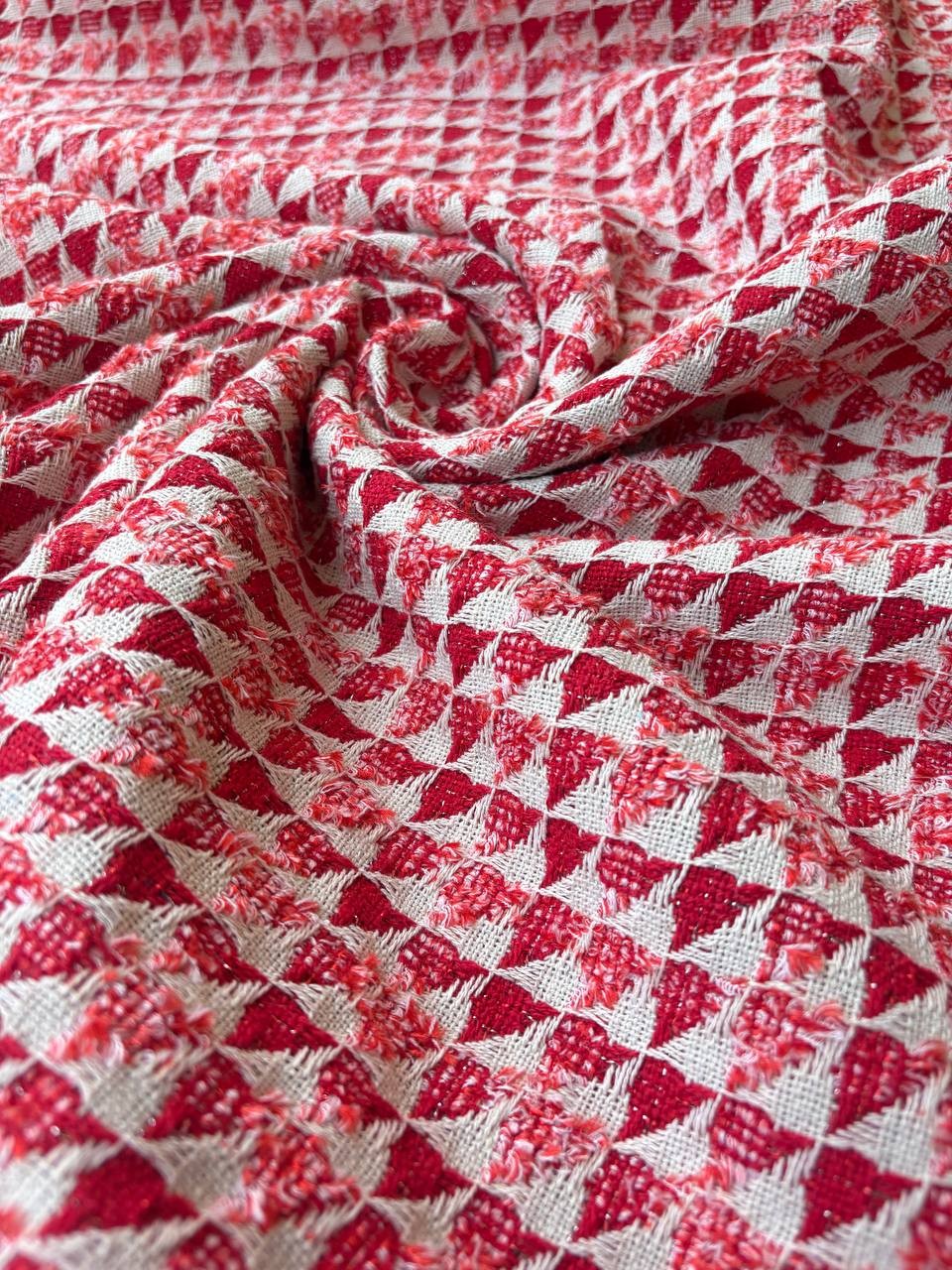 Tessuto Tipologia Chanel Rosso Spigato