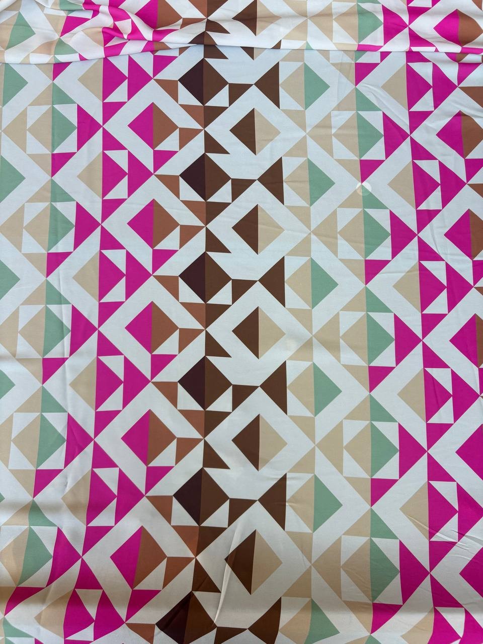Tessuto Satin Geometrico Colorfull